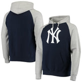 New York Yankees Stitches Raglan Pullover Hoodie - Heathered Gray/Navy Hoodies