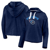 Tennessee Titans Women's Historic Logo Sport Resort Vintage Arc Cropped Raw Edge Pullover Hoodie - Heathered Navy Hoodies