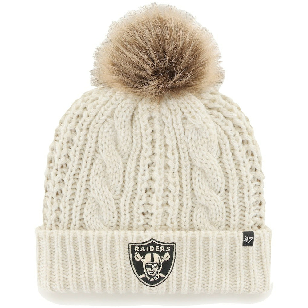 Las Vegas Raiders '47 Women's Team Meeko Cuffed Knit Hat with Pom - Cream Hats