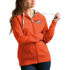 Denver Broncos Antigua Women's Victory Full-Zip Hoodie - Orange Hoodies