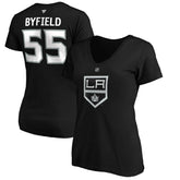 Quinton Byfield Los Angeles Kings Fanatics Women's Authentic Stack Name & Number V-Neck T-Shirt - Black | US 4118415