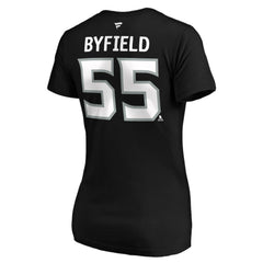 Quinton Byfield Los Angeles Kings Fanatics Women's Authentic Stack Name & Number V-Neck T-Shirt - Black | US 4118415