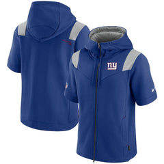 New York Giants Sideline Showout Short Sleeve Full-Zip Hoodie - Royal Hoodies