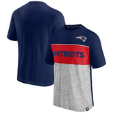 New England Patriots Colorblock T-Shirt - Navy/Heathered Gray T-shirts
