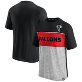 Atlanta Falcons Throwback Colorblock T-Shirt - Black/Heathered Gray T-shirts
