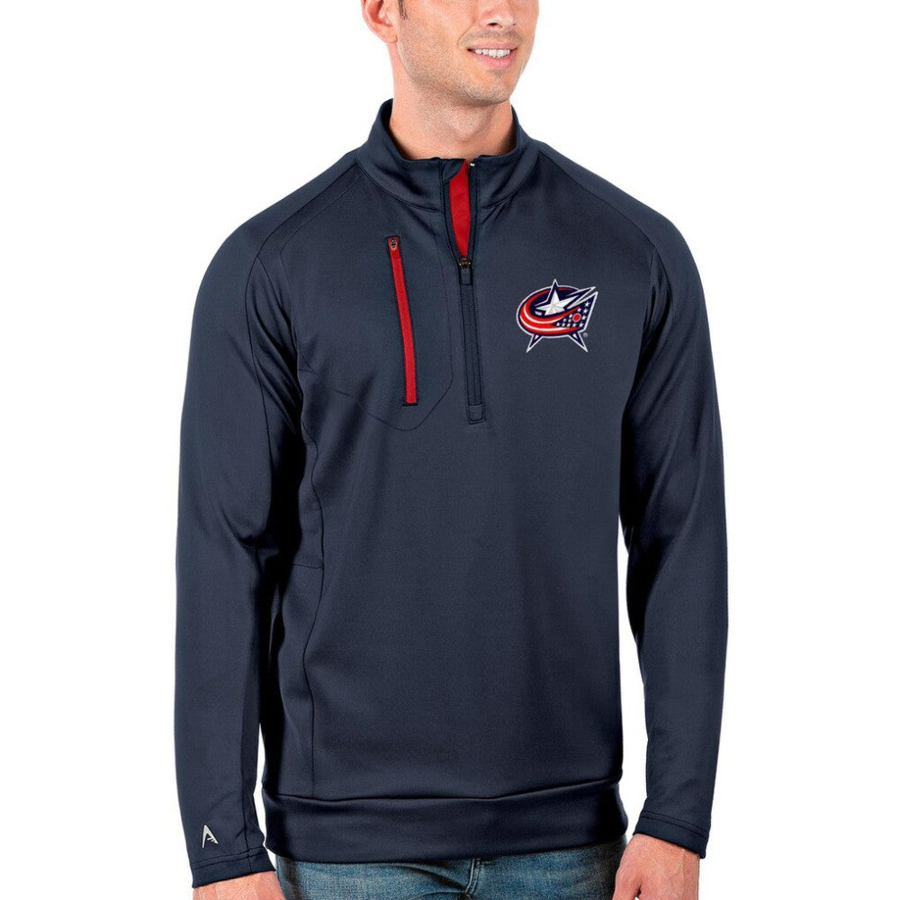 Columbus Blue Jackets Antigua Generation Quarter-Zip Pullover Jacket - Navy/Red | US 4126538