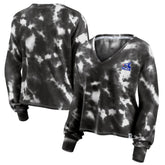 Chicago White Sox Fanatics Women's Tie-Dye V-Neck Pullover Cropped Tee - White/Black Pullover