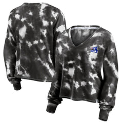 Chicago White Sox Fanatics Women's Tie-Dye V-Neck Pullover Cropped Tee - White/Black Pullover