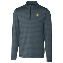 Minnesota Vikings Cutter & Buck Holman Stripe Quarter-Zip Pullover Jacket - Heather Black Pullover