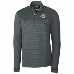 Miami Dolphins Cutter & Buck Traverse Stripe Quarter-Zip Pullover Jacket - Gray Pullover