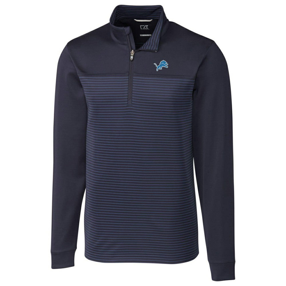 Detroit Lions Cutter & Buck Traverse Stripe Quarter-Zip Pullover Jacket - Navy Pullover