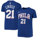 Joel Embiid Philadelphia 76ers Youth Logo Name & Number Performance T-Shirt Royal - Nike