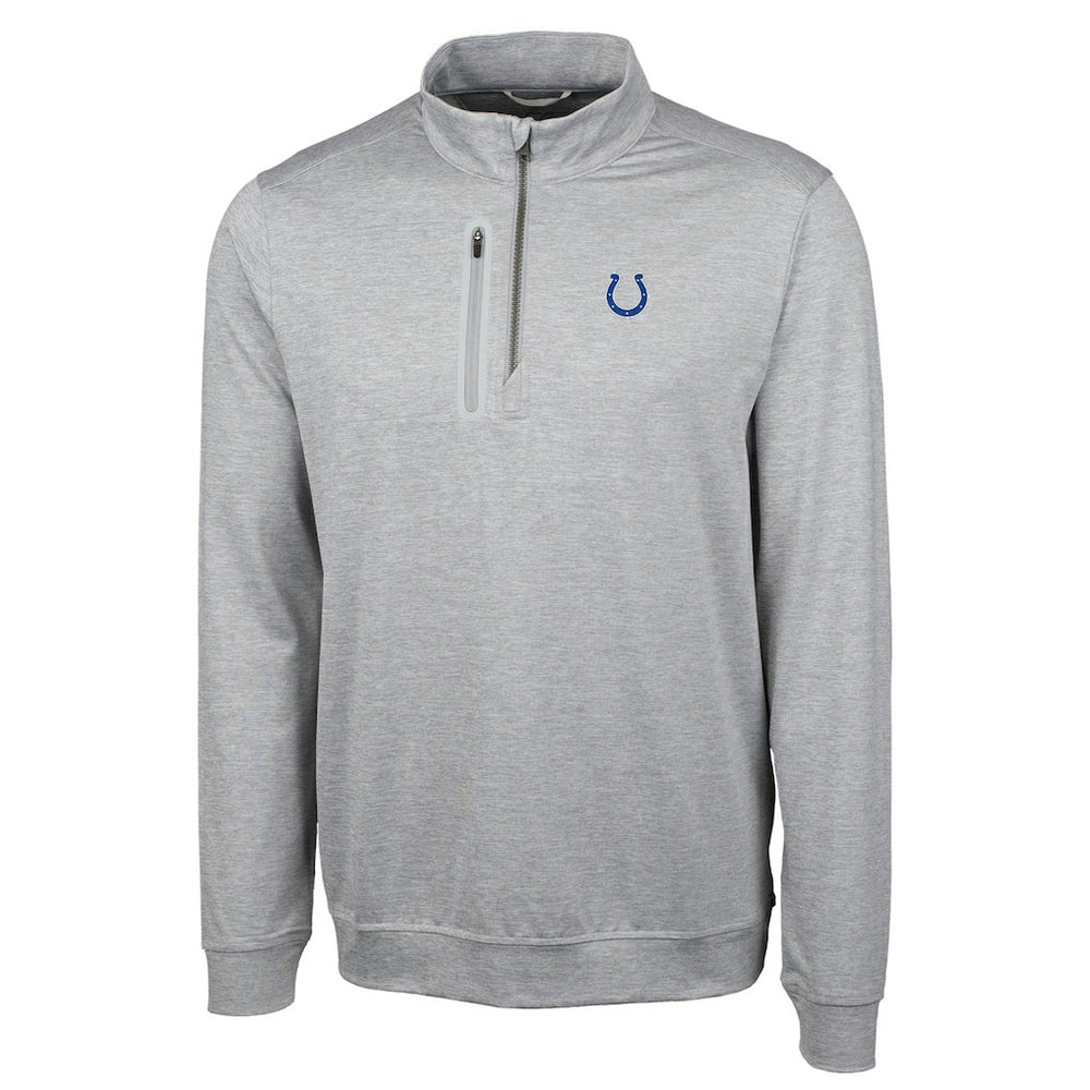 Indianapolis Colts Cutter & Buck Big & Tall Stealth Quarter-Zip Pullover Jacket - Heather Gray Pullover