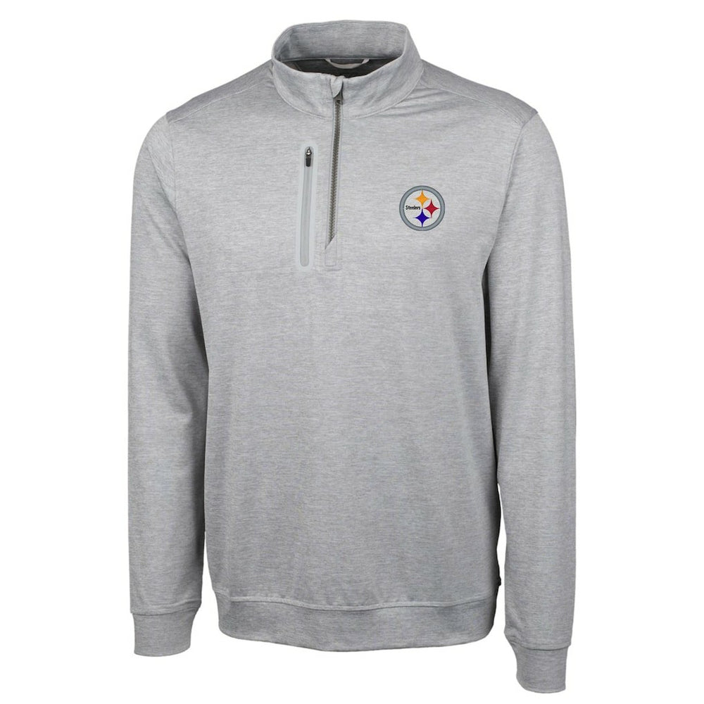Pittsburgh Steelers Cutter & Buck Big & Tall Stealth Quarter-Zip Pullover Jacket - Heather Gray Pullover