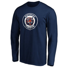 Detroit Tigers Cooperstown Collection Huntington Logo Long Sleeve T-Shirt - Navy T-shirts