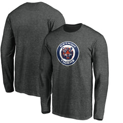 Detroit Tigers Cooperstown Collection Huntington Logo Long Sleeve T-Shirt - Charcoal T-shirts