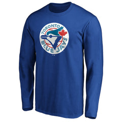Toronto Blue Jays Cooperstown Collection Huntington Logo Long Sleeve T-Shirt - Royal T-shirts