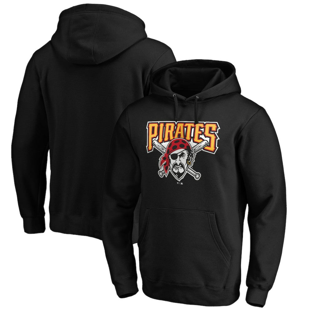 Pittsburgh Pirates Cooperstown Collection Huntington Logo Fitted Pullover Hoodie - Black Hoodies