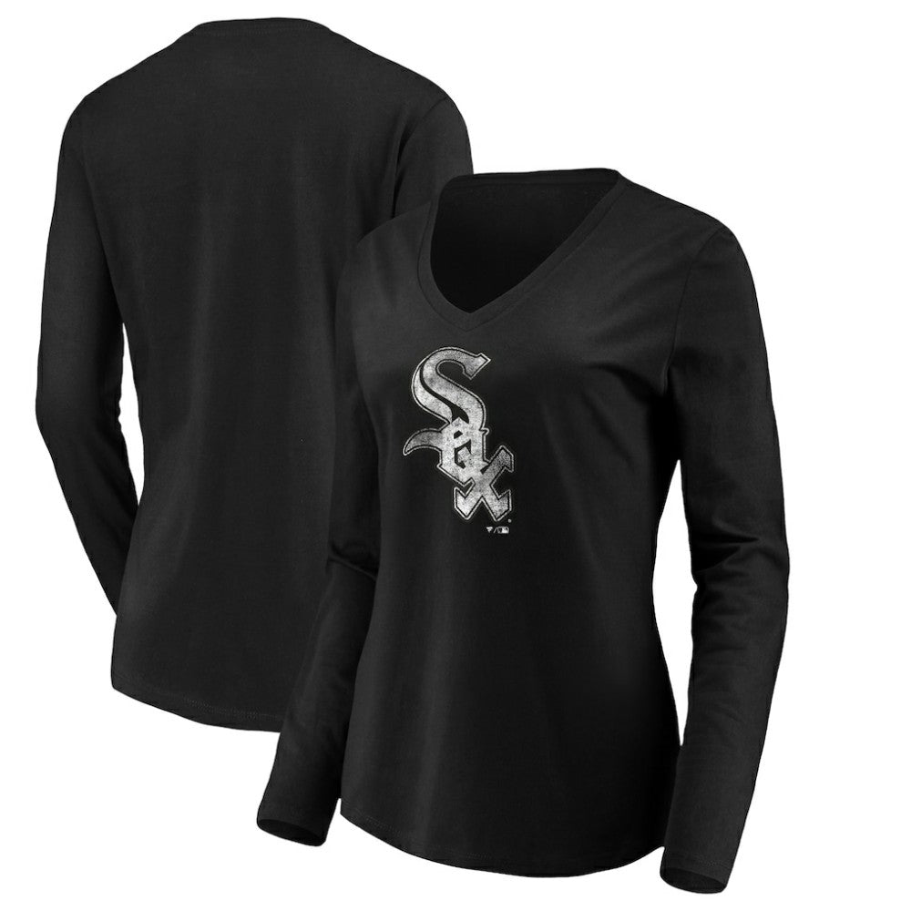 Chicago White Sox Women's Core Distressed Team Long Sleeve T-Shirt - Black T-shirts