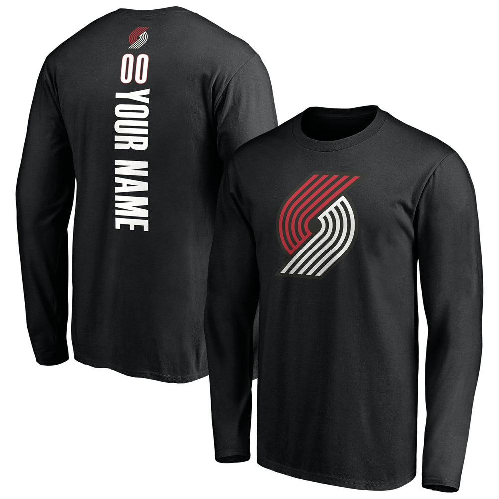 Portland Trail Blazers Playmaker Personalized Name & Number Long Sleeve T-Shirt Black
