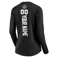 San Antonio Spurs Women's Playmaker Personalized Name & Number Long Sleeve V-Neck T-Shirt Black