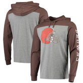 Cleveland Browns '47 Franklin Wooster Long Sleeve Hoodie T-Shirt - Heathered Gray/Brown Hoodies