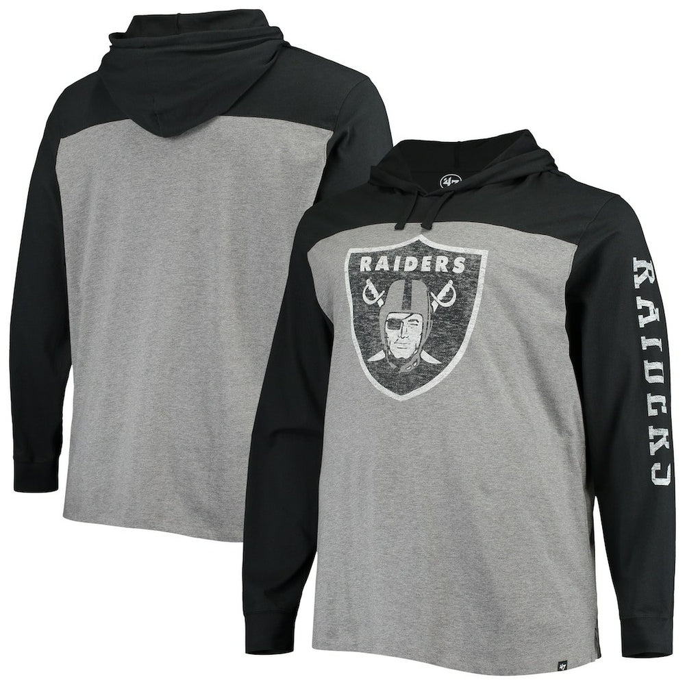 Las Vegas Raiders '47 Franklin Wooster Long Sleeve Hoodie T-Shirt - Heathered Gray/Black Hoodies
