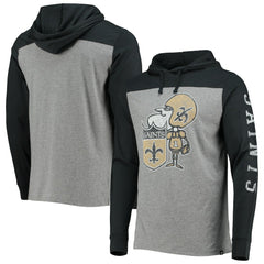 New Orleans Saints '47 Franklin Wooster Throwback Long Sleeve Hoodie T-Shirt - Heathered Gray Hoodies