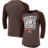 Cleveland Browns Pastime Raglan 3/4-Sleeve T-Shirt - Heathered Brown T-shirts