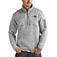 New England Patriots Antigua Team Logo Fortune Quarter-Zip Pullover Jacket - Heather Gray Pullover