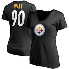 T.J. Watt Pittsburgh Steelers Women's Player Icon Name & Number V-Neck T-Shirt - Black T-shirts