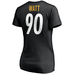 T.J. Watt Pittsburgh Steelers Women's Player Icon Name & Number V-Neck T-Shirt - Black T-shirts