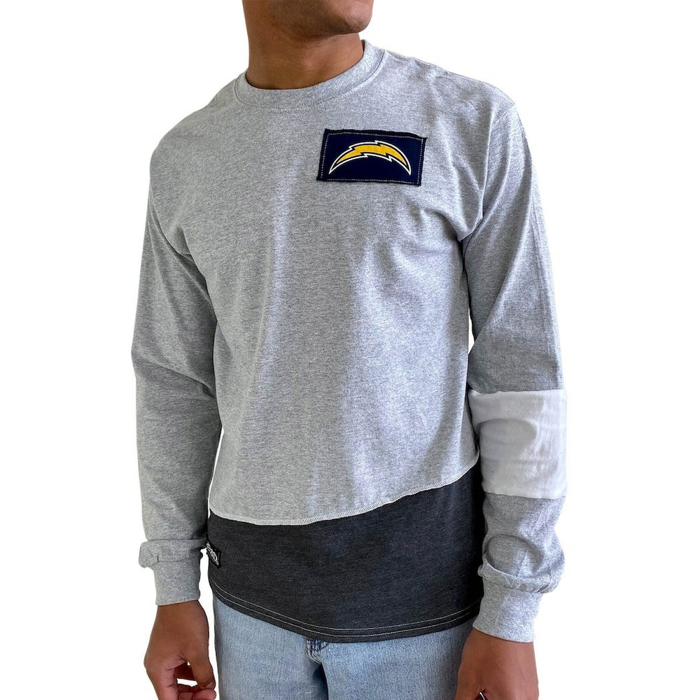 Los Angeles Chargers Refried Apparel Sustainable Angle Long Sleeve T-Shirt - Gray T-shirts