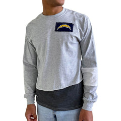 Los Angeles Chargers Refried Apparel Sustainable Angle Long Sleeve T-Shirt - Gray T-shirts