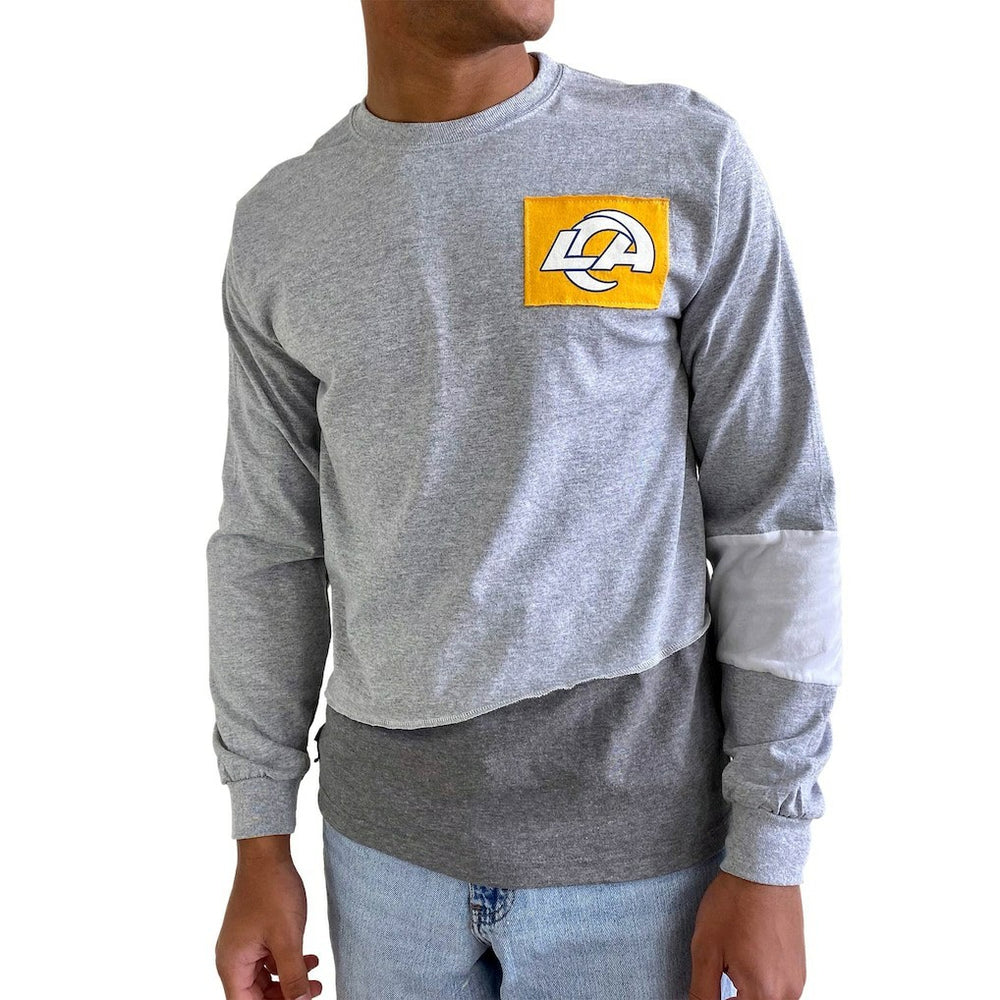 Los Angeles Rams Refried Apparel Sustainable Angle Long Sleeve T-Shirt - Gray T-shirts