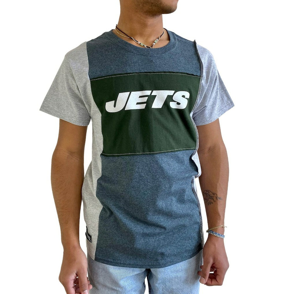 New York Jets Refried Apparel Sustainable Split T-Shirt - Heather Charcoal T-shirts