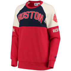 Boston Red Sox Starter Women's Baseline Raglan Pullover Sweatshirt - Red/Navy Pullover