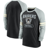 Las Vegas Raiders Throwback Raglan Long Sleeve T-Shirt - Black/Silver T-shirts