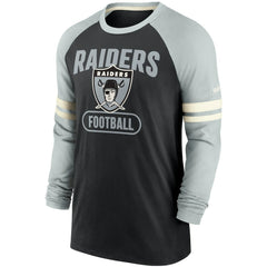 Las Vegas Raiders Throwback Raglan Long Sleeve T-Shirt - Black/Silver T-shirts