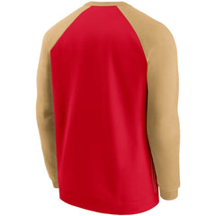San Francisco 49ers Historic Raglan Crew Performance Sweater - Scarlet/Gold