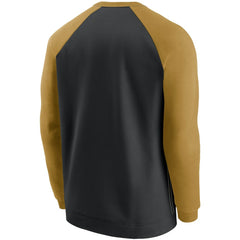 New Orleans Saints Historic Raglan Performance Pullover Sweater - Black/Gold Pullover