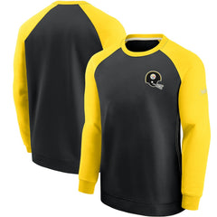 Pittsburgh Steelers Historic Raglan Crew Performance Sweater - Black/Gold