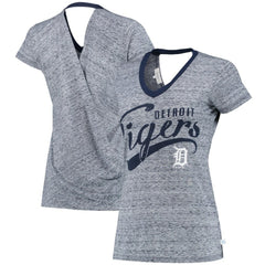 Detroit Tigers Touch Women's Hail Mary V-Neck Back Wrap T-Shirt - Navy T-shirts
