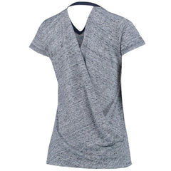 Boston Red Sox Touch Women's Hail Mary V-Neck Back Wrap T-Shirt - Navy T-shirts