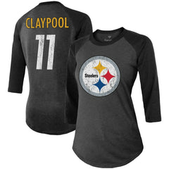 Chase Claypool Pittsburgh Steelers Women's Team Player Name & Number Tri-Blend Raglan 3/4-Sleeve T-Shirt - Black T-shirts