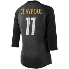 Chase Claypool Pittsburgh Steelers Women's Team Player Name & Number Tri-Blend Raglan 3/4-Sleeve T-Shirt - Black T-shirts