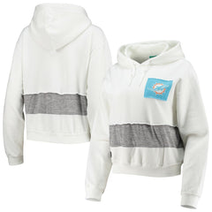 Miami Dolphins Refried Apparel Women's Sustainable Crop Dolman Pullover Hoodie - White Hoodies