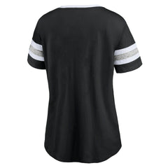 Brooklyn Nets Women's Block Party Striped Sleeve T-Shirt Black/Heathered Gray - Fanatics