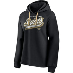New Orleans Saints Women's First Contact Raglan Pullover Hoodie - Black Hoodies