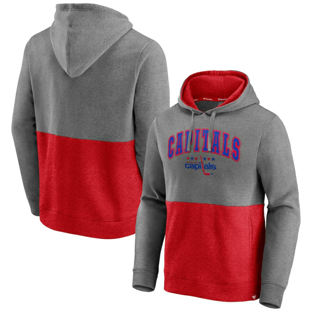 Washington Capitals Fanatics Block Party Classic Arch Signature Pullover Hoodie - Heathered Gray/Red | US 4193814